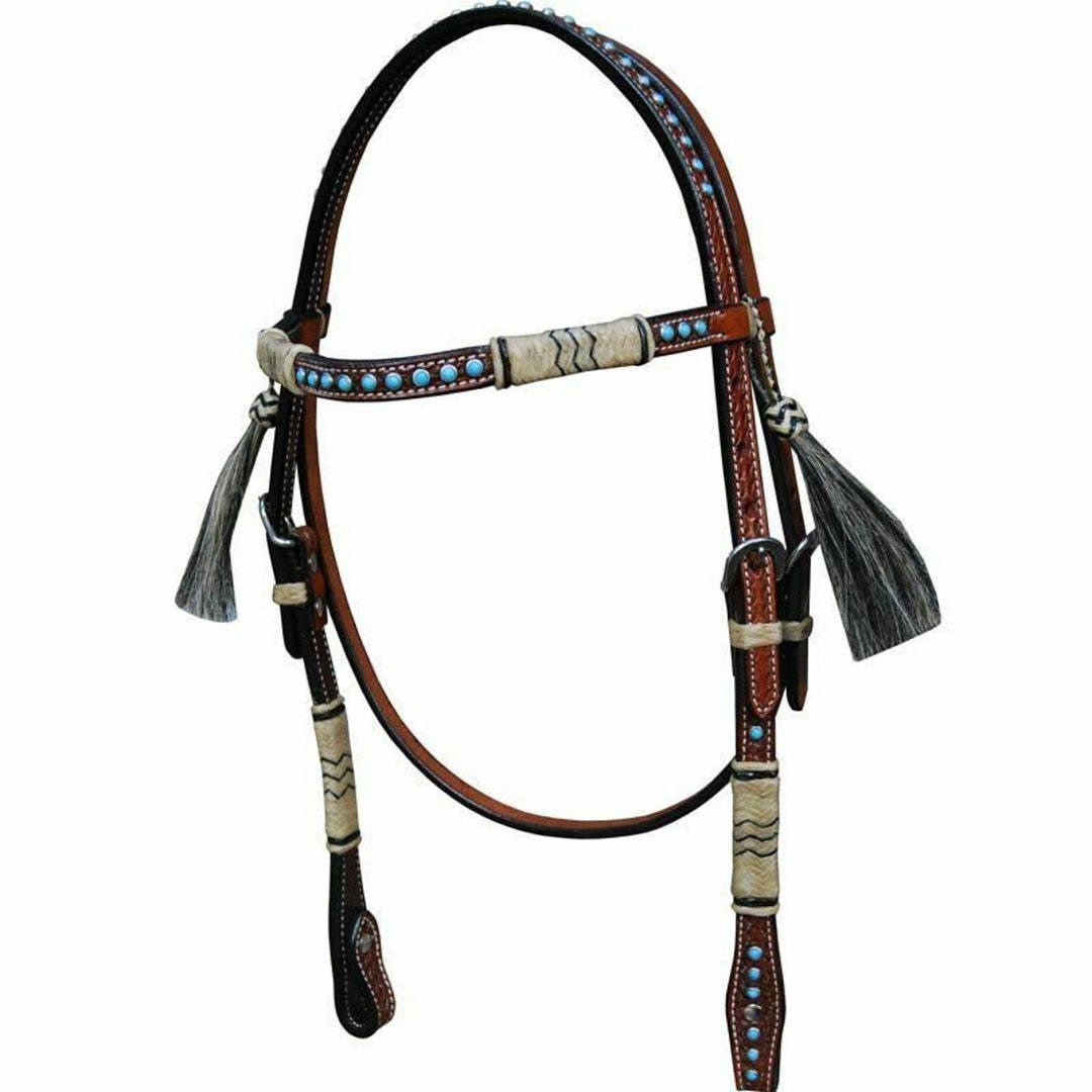 Ensemble De Tête Et Collier Western Cuir Pour Cheval - Bling Brown - MOUSM
