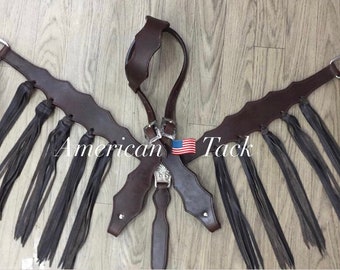 Ensemble Têtière Et Collier Cheval Cuir Marron - Style Western Bling HSH