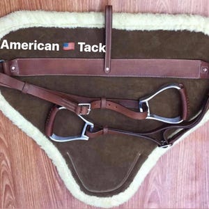 Western Brown Suede Leather Bareback pad with Stirrup leather and stirrups