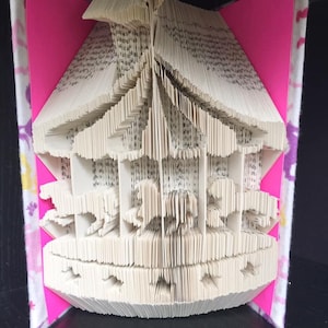 Carousel Ride Art - Horse Lovers Gift - Personalized Gift - Book Sculpture - Baby Shower Gift - Merry-Go-Round Art - Unique Gift Ideas
