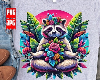 Raton laveur mignon méditer png, fichiers pour sublimation, raton laveur png, raton laveur drôle Png, animal mignon Png, chemise de raton laveur, transfert de raton laveur, numérique