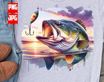 Zeebaars PNG, bestanden voor sublimatie, vissen png, visshirt, vissen in het meer, zeebaars png, vissen clipart, digitale downloads