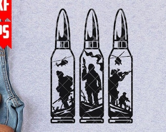Bullet Soldier Scene svg | Military Scene Svg | Veteran Svg | US Navy & Army Cut File | War Zone Stencil | Patriotic dxf | Amy Svg | Army