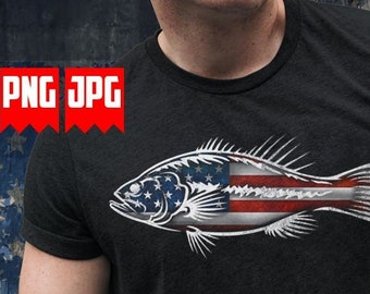 File PNG di pesce persico bandiera USA per stampe a sublimazione e DTG / Pesce persico PNG / Maglietta pesce persico / Clipart pesce persico USA / Stampe digitali PNG