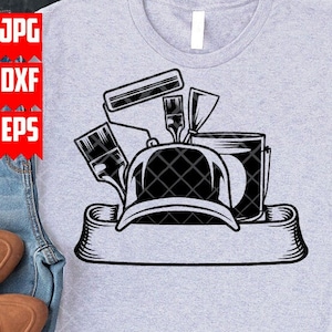 Painter Tools svg | Painting Service Logo dxf | Painter Dad Shirt png | Roller Brush Clipart | Paint Brush Stencil | Paint Bucket Cut File