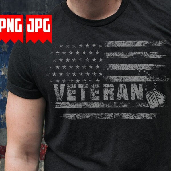 US Patriotic Veteran PNG Files for Sublimation & Dtg | Veteran Shirt | US Veteran Png | Military Png | Distressed Usa Flag Png | Digital