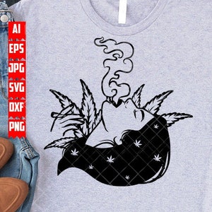 Smoking Weed Girl svg | Dope Rasta Stoner Küken dxf | Marihuana Clipart | Cannabis Schnittdatei | Kush Life Shirt png | 420 dxf | Walzgelenk