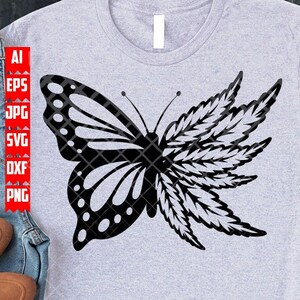 Schmetterling Unkraut | Kush Tier Clipart | 420 Rasta Shirt png | Dope Stoner Schnittdatei | Cannabis Schablone | Marihuana dxf | Smoking-Joint jpeg
