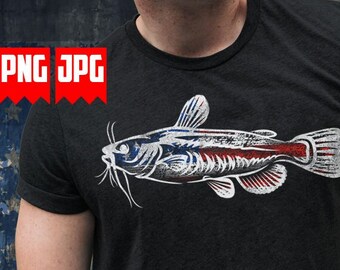 US Flag CatFish Png file for Sublimation | CatFish Animal Png | Digital Downloads | catfish Png | Catfish fishing Png | US Fishing Png
