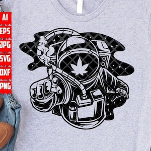 Astronaut rauchen Weed svg | Cannabis Clipart | Drehgelenk dxf | 420 Cutdatei | Kush Life Schablone | Marihuana-Shirt png | Rasta Dope Kiffer