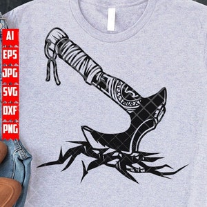 Viking Axe svg | Warrior Wapen Clipart | Oude Fighter Tool Clipart | Sterke Axeman Stencil | Noorse Mythologie dxf | Noordse Goden Walhalla
