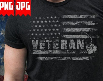 US Patriotic Veteran PNG Files for Sublimation & Dtg | Veteran Shirt | US Veteran Png | Military Png | Distressed Usa Flag Png | Digital