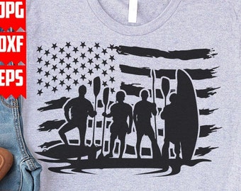 Amerikansk kajakgängsscen svg | Klippfil för sjöutsikt | Clipart för flodaktivitet och sport | Schablon för kajakpaddling utomhus | T-shirt för kajakpaddling, pappa, presentidé, png