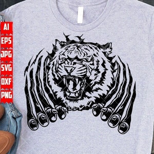 Scratch Claw Tiger svg | Animal Claws Clipart | Wild Beast Cutfile | Roar Safari Life Stencil | Zoo Crew dxf | Zookeeper Shirt Gift Idea png