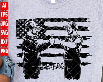 US Plumber Fist Bump svg | Plumbing Partner | Pipe Repair Clipart | Repairman Dad Cutfile | Pipe Fitter Shirt png | USA Contractor Stencil