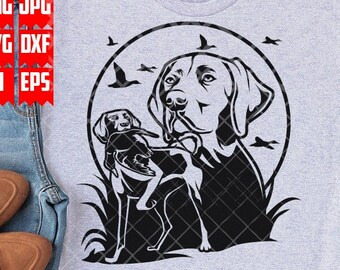 Ente Jagdhund svg | Hundejäger Clipart | Labrador Retriever Plotterdatei | Jäger Tier dxf | Outdoor Schablone | Wild Life Shirt png| Hund jpg