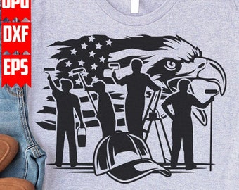 US Eagle Painter Scene svg | Paint Worker Clipart | Painting Job Shirt png | Paint Service Owner Logo | Wall Paint Team dxf | Repairman jpeg
