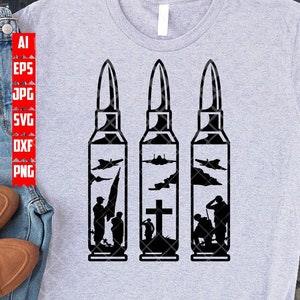 Bullets Veteran Cross svg | US Army Combat Clipart | Military Dad Cutfile | Father's Day Shirt png | Patriotic Ammo dxf| USA Soldier Stencil