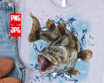 Bass Fish Png files for Sublimation | Bass Fish Animal Png | Digital Downloads | Bass Png | Bass fishing Png | Fish Png | Animal watercolor