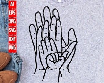 Family Hands svg | Fam Life Clipart | FamLife Stencil | Family T-shirt Design png | Family Portrait Wall Art Cut File | Dad Mom Girl Boy DXF