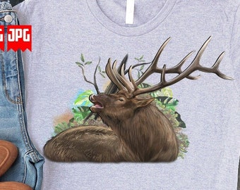 Elk Deer PNG | Files for Sublimation Prints | Catfish Png | Woodland Animal PNG for Tumbler | Antler Background Waterslide Image Pen Wraps