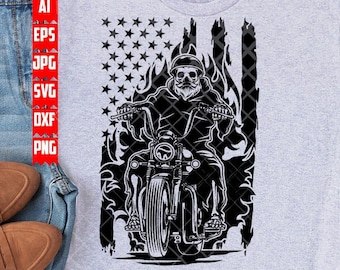 US Biker Skull svg | Rider Dad Gift Idea dxf | Extreme Sports Cut File | Motorcycle dxf | Motorbike Repair Shop png | Big Bike Rally Clipart