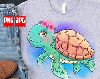 Cute Sea Turtle PNG for Sublimation | Sea Turtle Shirt | Sea Turtle Png | Sea turtle Wall art Print | Sea Creatures Png | Turtle Clipart
