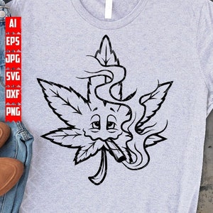 Marihuana Blatt Maskottchen Hoch svg | Cannabis Clipart | Rauchen gemeinsam dxf | 420 Cutdatei | Kush Life Schablone | Weed Shirt png | Rasta Dope Kiffer