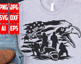 USA Soldiers in war Scene Svg File | US Military Svg | Combat Svg | Usa Patriotic Eagle Svg | Military Png | Military Shirt | US Veteran Svg