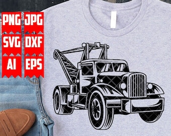 Tow Truck svg | Skilled Driver Dad Gift Idea dxf | Towing Truck Clipart | Trucker T-shirt Design png | Road Assistance Cut File | Tower dxf