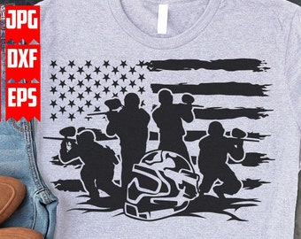 US Paintball Player Scene svg | Extreme Outdoor Sports Cut File | USA Combat Ground dxf | Air Soft Practice Clipart | Military Training png