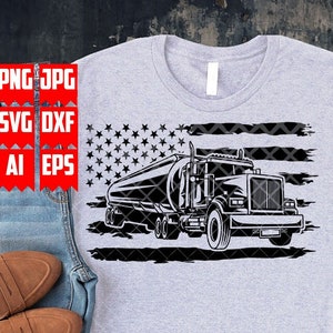 US Öltanker Lkw svg | Oiler Transport Fahrzeug Clipart | Oil Tank Truck Cut File | Oiler Dad T-Shirt Design png | Trucker Geschenkidee dxf