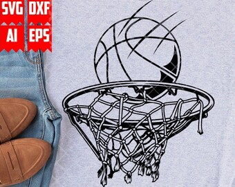 Basketball svg | Sports Dad T-shirt Design Gift Idea dxf | Jump Shot Clipart | Basketball Ring Cut File | Free Throw Stencil| Shoot the Ball
