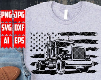 US Semi Truck svg | Trucker Dad Gift Idea Cut File | Truck Driver Shirt png | Semi Truck Logo and Monogram | Loading Clipart | Transport dxf