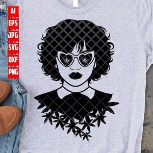 Weed Frau svg | Lady Kush Clipart | 420 Rasta Shirt png | Dope Stoner Mädchen Schnittdatei | Cannabis Schablone | Marihuana dxf | Smoking-Joint jpeg