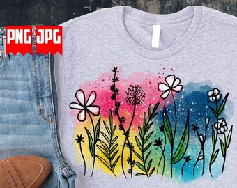 Wildflower Watercolor Png Files for Sublimation & Dtg | Wild Flower Png | Flowers Png | florals Png | Watercolor Flowers png | Digital