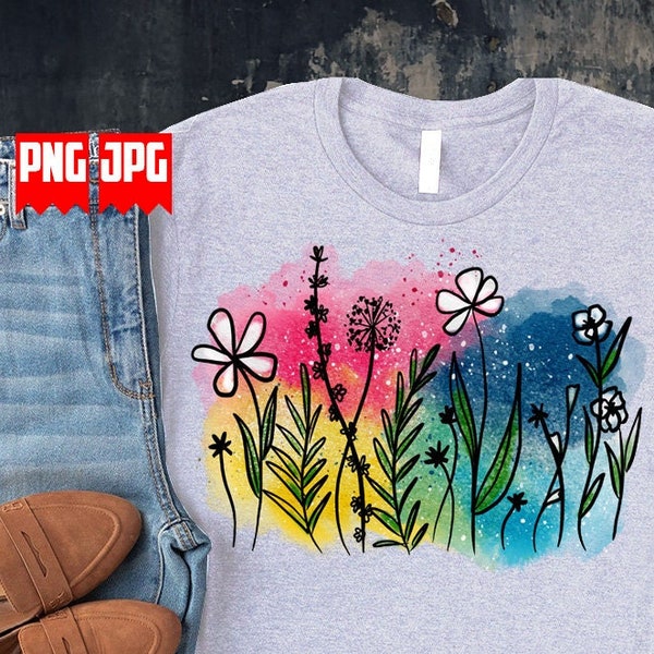 Wildflower Watercolor Png Files for Sublimation & Dtg | Wild Flower Png | Flowers Png | florals Png | Watercolor Flowers png | Digital