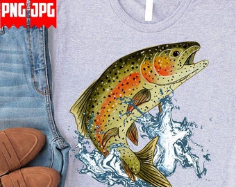 Trout Fish PNG Files for Sublimation & Dtg | Trout Fishing Png | Fish Png | Watercolor Animal Png | Fishing Png | Fishing outdoor Shirt