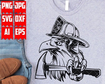 Fire Fighter Eagle svg | Fireman Dad T-shirt Design png | Firefighter Gift Idea dxf | Fire Officer Monogram Clipart | Fireman Tools Cut File