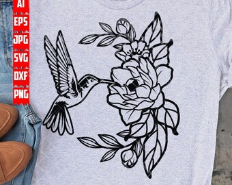 Hummingbird svg | Humming Bird Clipart | Floral Animal Cut File | Flower Bird Nest Stencil | Woodland Animal Shirt png| Lovely Cute Bird dxf