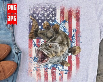 USA flag Bass Fish PNG files for Sublimation & Dtg Prints | Bass Fish Png | Bass Fish Shirt | Usa Bass fish Clipart | Digital prints Png