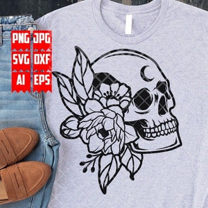 Floral Totenkopf Svg | Plotterdateien | Totenkopf Svg | Totenkopf Clipart | Totenkopf Png | Menschliche Schädel Svg | Totenkopf svg | Floraler Totenkopf png | Digitale Datei