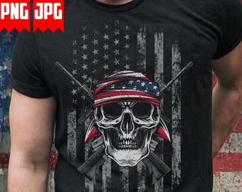 USA Patriotic Skull PNG Files for Sublimation & DTG | Us Skull Png | Skull Png | Distressed Usa Flag png | Skull military |Digital Download