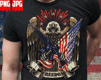 USA Vaterländischer Adler Png-Dateien für Sublimation | Freiheit USA Png | Adler png | USA Bunt Png | 4. Juli Png | USA Unabhängigkeit Png