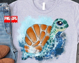 Cute Sea Turtle PNG for Sublimation | Sea Turtle Shirt | Sea Turtle Png | Sea turtle Wall art Print | Sea Creatures Png | Turtle Clipart