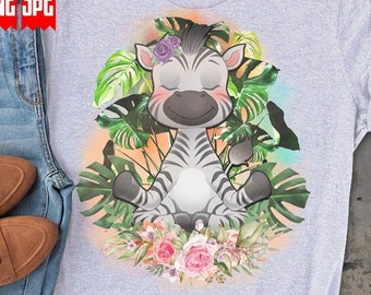 Zebra Meditate PNG | Files for Sublimation Prints | Yoga Zebra Png | Safari Zoo Animal PNG for Tumbler | Background Waterslide Image Wraps
