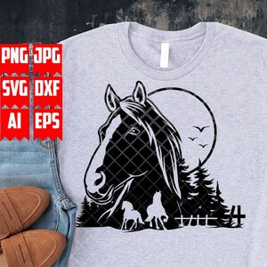 Scène de cheval svg | | clipart pour animaux de grange Logo du ranch Monogram | T-shirt équestre png | cowboy cut | de fichiers pochoir occidental | Boho Cowgirl dxf