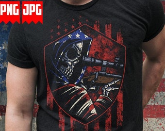 USA Patriotic Military Skull PNG Files for Sublimation | US Military Shirt | Soldier Skull Png | Us patriotic Png | Digital Downloads
