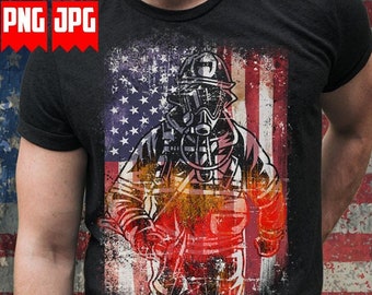 US Firefighter PNG Files for Sublimation | US Firefighter Shirt | Us Firefighter Print | First Responder Png | Usa Patriotic Firefighter png