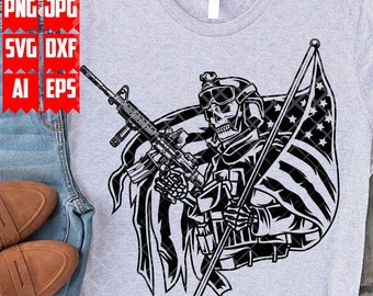 USA Patriotic Military Skull Svg Files | US Military Shirt | Soldier Skull Svg | Usa patriotic Png | US Veteran Svg | Army Svg | Us Soldier